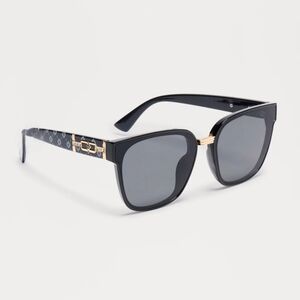 Stylish Black Sunglasses with Gold Accents - Black